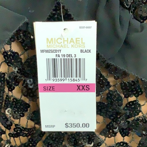 NWT- Michael Kors Sequined Lace Ruffle Dress - Picture 6 of 7